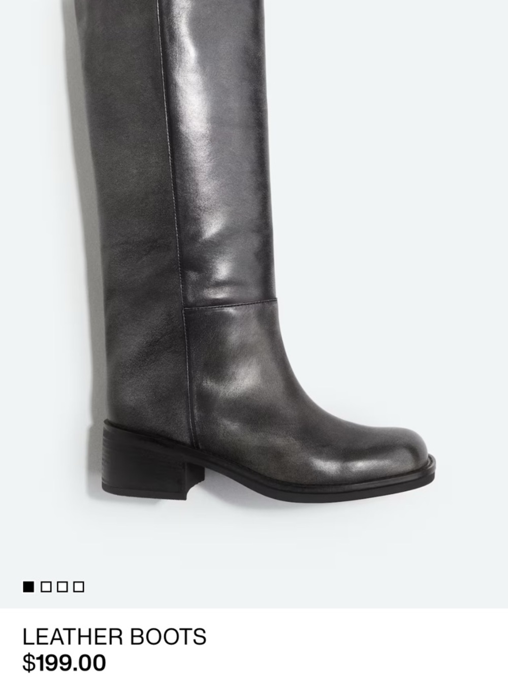 Grey Leather Knee-High Boots